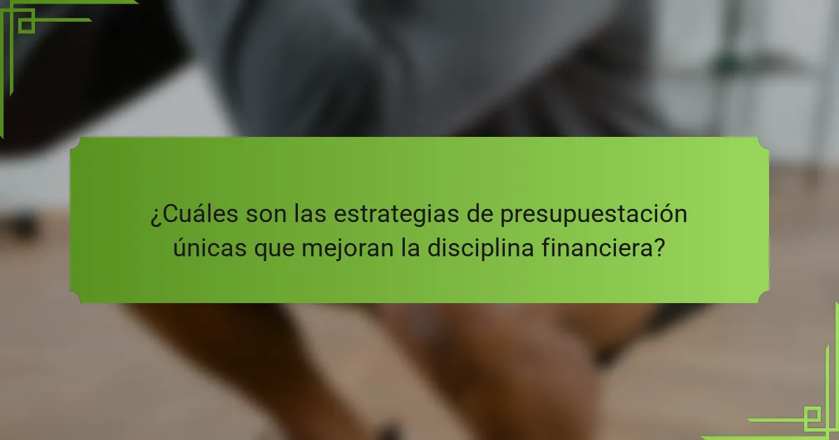 ¿Cuáles son las estrategias de presupuestación únicas que mejoran la disciplina financiera?