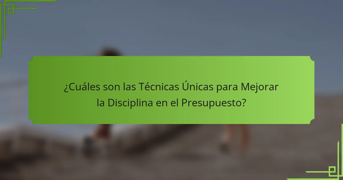 ¿Cuáles son las Técnicas Únicas para Mejorar la Disciplina en el Presupuesto?