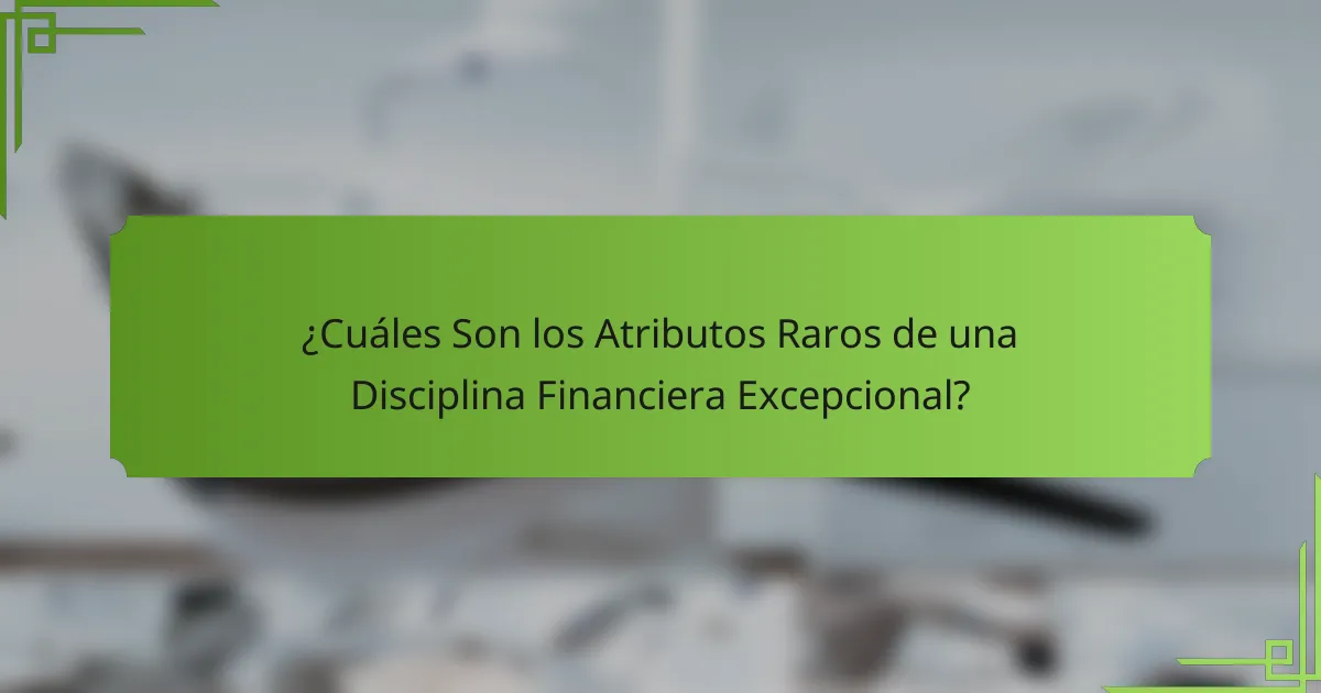 ¿Cuáles Son los Atributos Raros de una Disciplina Financiera Excepcional?
