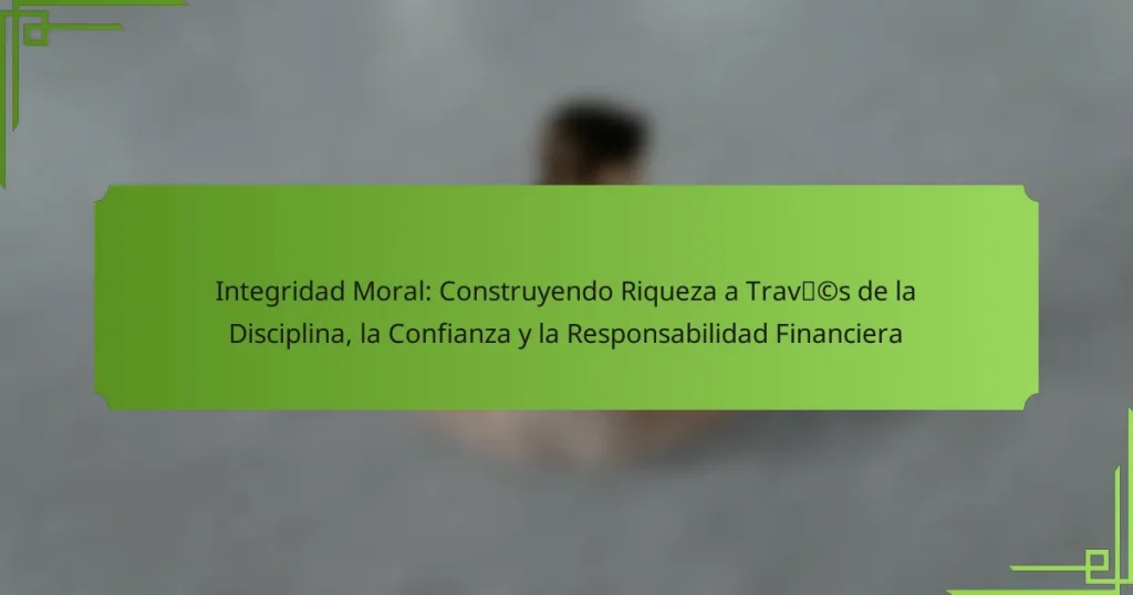 Integridad Moral: Construyendo Riqueza a Través de la Disciplina, la Confianza y la Responsabilidad Financiera