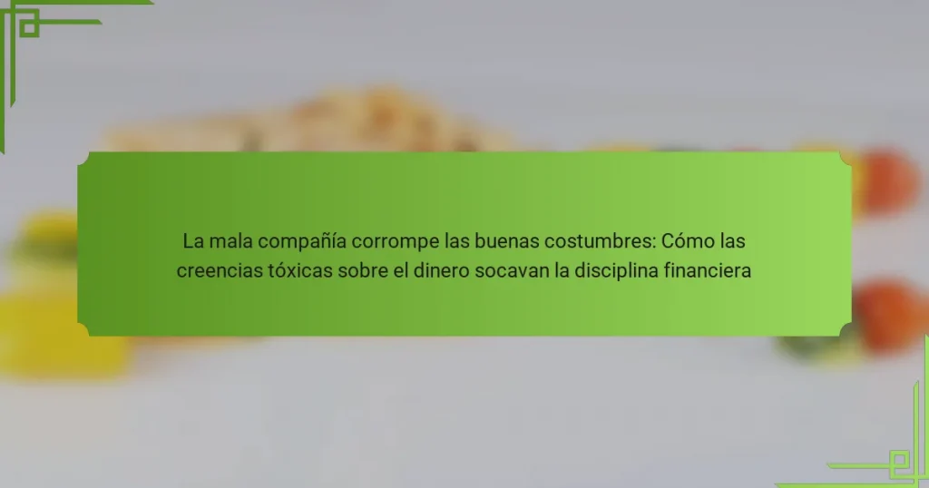 La mala compañía corrompe las buenas costumbres: Cómo las creencias tóxicas sobre el dinero socavan la disciplina financiera