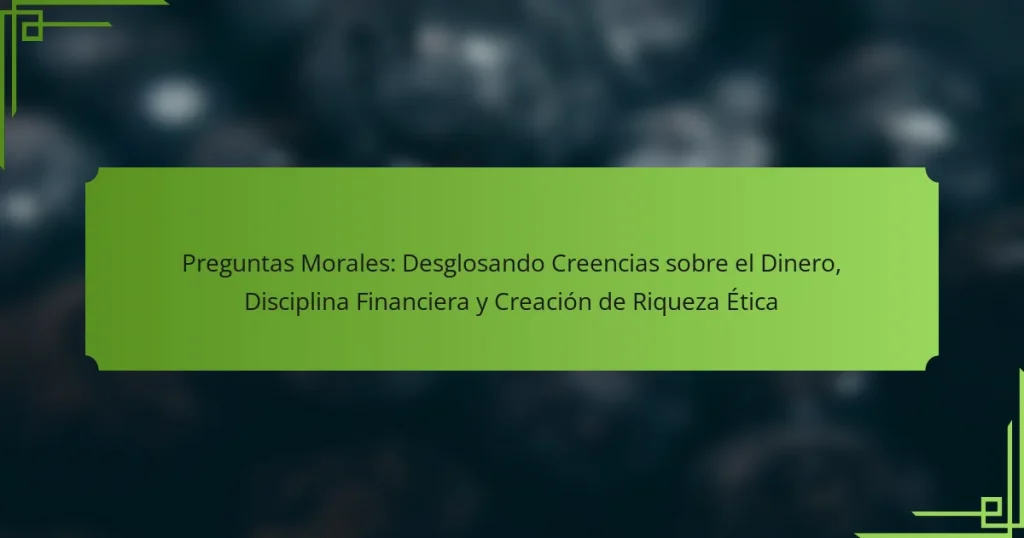 Preguntas Morales: Desglosando Creencias sobre el Dinero, Disciplina Financiera y Creación de Riqueza Ética