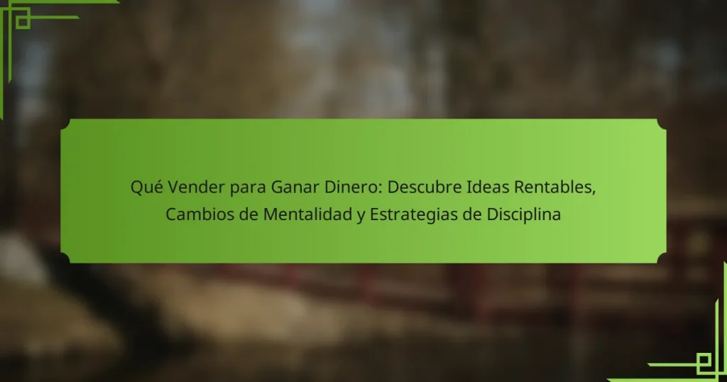 Qué Vender para Ganar Dinero: Descubre Ideas Rentables, Cambios de Mentalidad y Estrategias de Disciplina