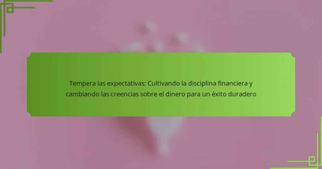 Tempera las expectativas: Cultivando la disciplina financiera y cambiando las creencias sobre el dinero para un éxito duradero