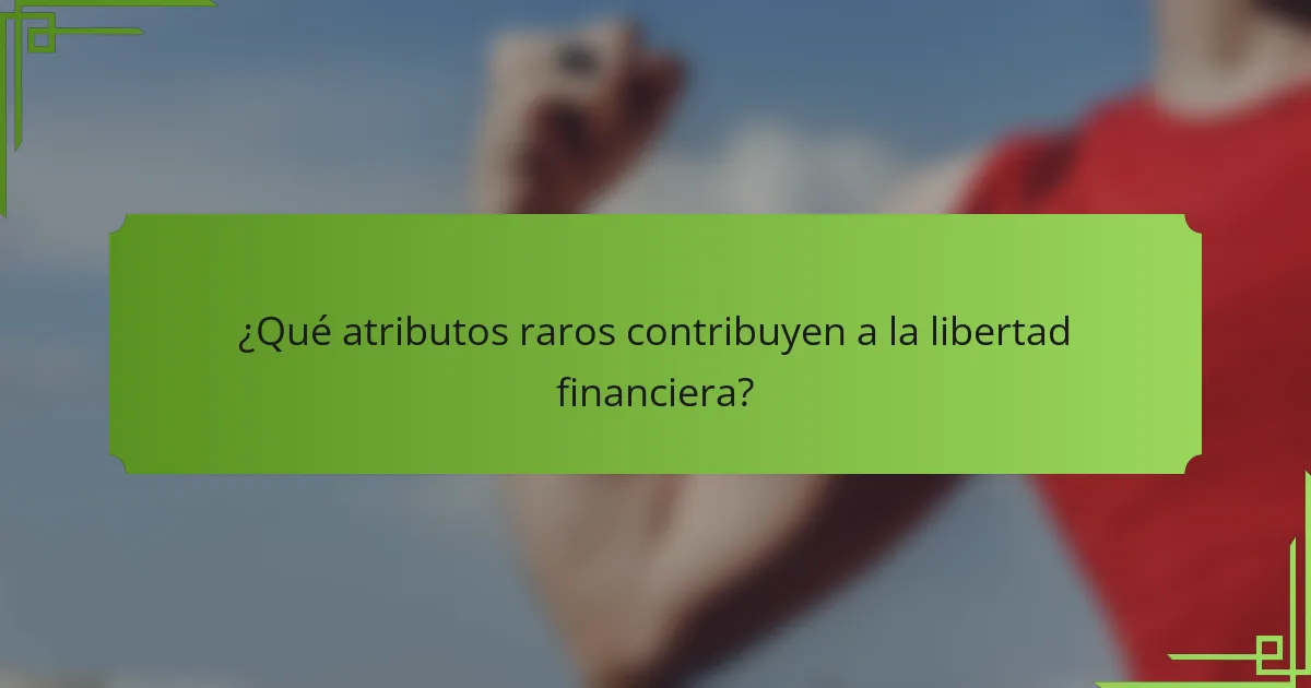 ¿Qué atributos raros contribuyen a la libertad financiera?