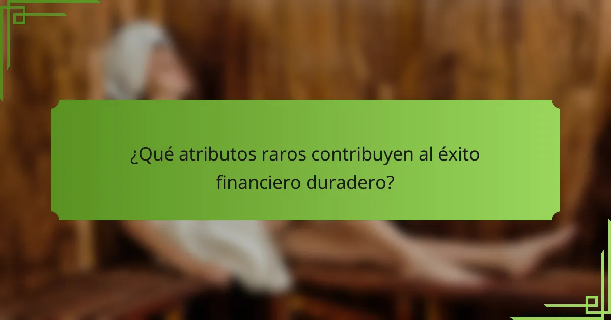¿Qué atributos raros contribuyen al éxito financiero duradero?