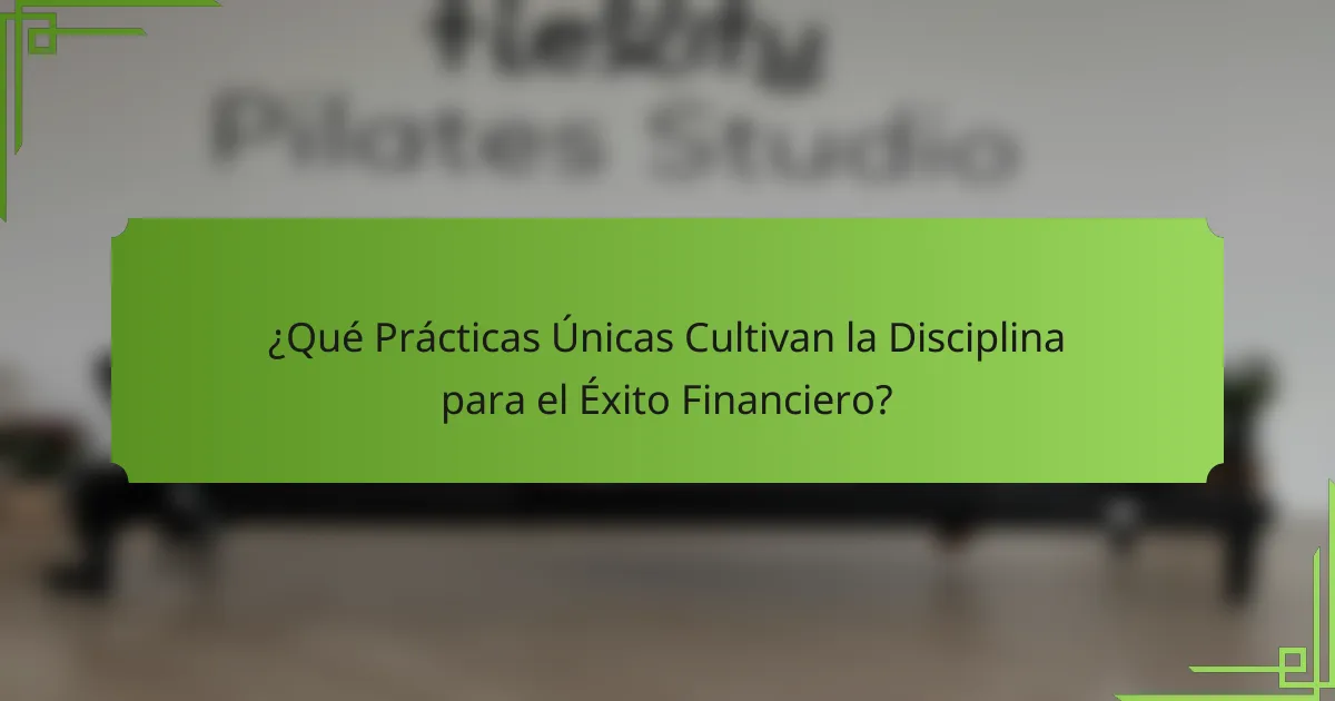 ¿Qué Prácticas Únicas Cultivan la Disciplina para el Éxito Financiero?