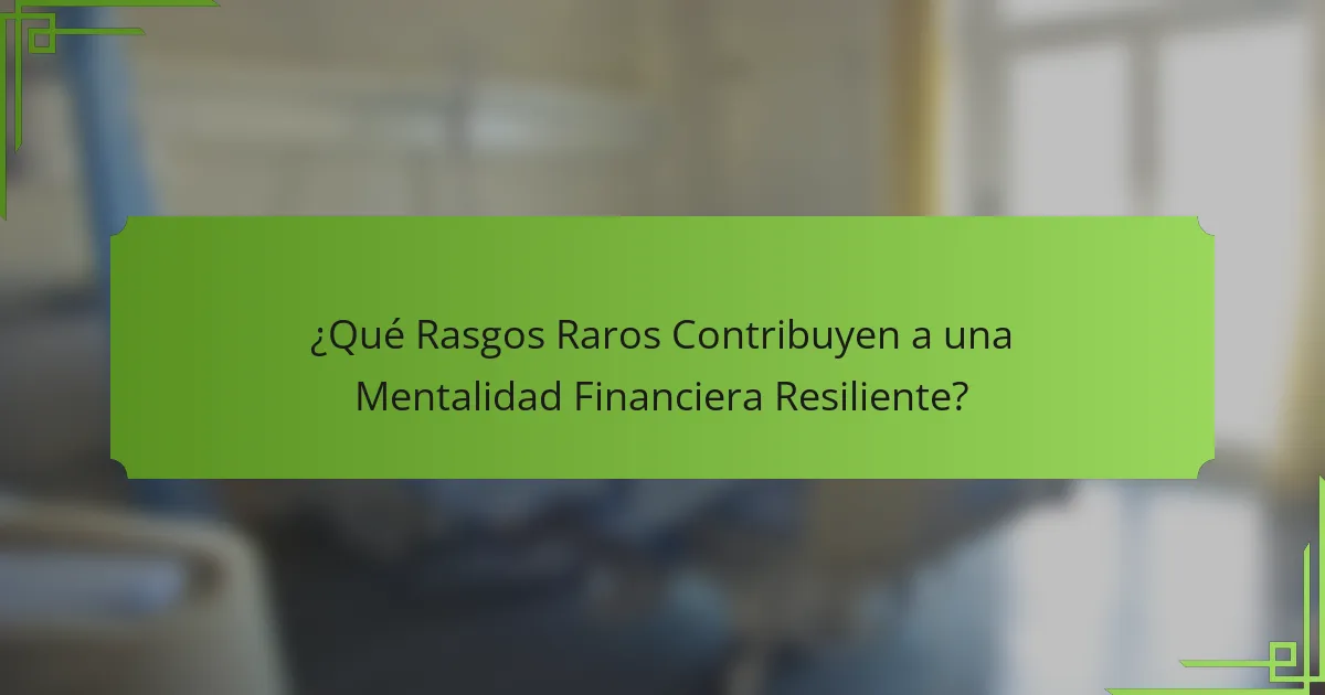 ¿Qué Rasgos Raros Contribuyen a una Mentalidad Financiera Resiliente?